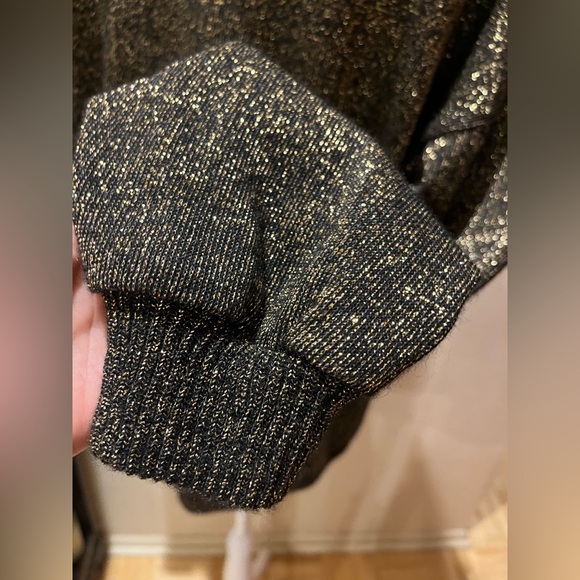 Christian Dior vintage sweater w/ brown & gold metallic knit, cowl neck. M - Picture 5 of 7